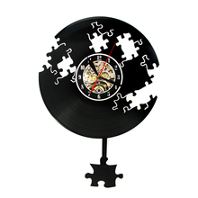 Modern Jigsaw Wall Decor Falling Puzzle Wall Clock Puzzle Pendulum Vinyl Record Wall Clock Home Decor Steampunk Clock Watch 2024 - buy cheap