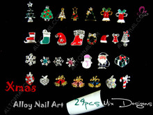 29pcs MIX Designs Bell Santa Tree santa claus Snowman Xmas 3D Alloy Nail Art Decorations-Free Shipping 2024 - buy cheap