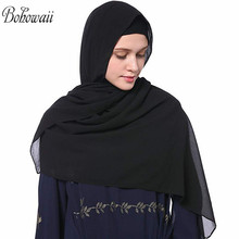 BOHOWAII Women's Scarves Soft Chiffon Solid Sjaal Muslim Islamic Long Hijab Scarf Headscarf 70x25inch 2024 - buy cheap