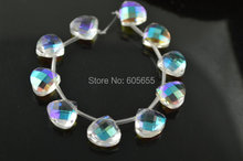 12mm Faceted Clear Glass AB Crystal Quartz Flat Drop loose Beads Jewelry Accessory Fashion Necklace making  50pc per lot 2024 - buy cheap