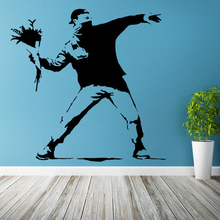 Banksy Street Art Wall Sticker Flower Thrower Street Graffiti Vinyl Decals Removable Banksy Style Wall Murals Home Decor AZ647 2024 - buy cheap