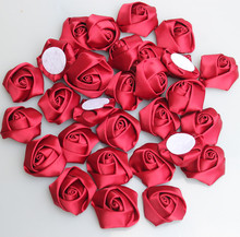 20 unids/bolsa rojo oscuro Rosa hecho a mano diámetro 3,5 Cm Rosa de satén cinta flores DIY para hacer flor para ramo de boda Accesorios 2024 - compra barato