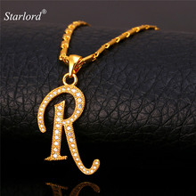 Initial R Letter Pendants Necklaces Women/Men Gift Cubic Zirconia Alphabet Jewelry Gold/Silver Color Necklace P1688 2024 - buy cheap