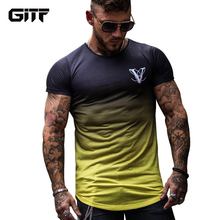 Camiseta deportiva de hombre de color gradiente, estampado 3D, secado rápido, camiseta ajustada para tenis, fútbol, ropa deportiva 2024 - compra barato