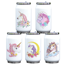 Girls' Gift Beautiful Unicorn Print Bottle Vacuum Flask Insulated Stainless Steel Water Bottle Coke Can Shape Unicorn Designs 2024 - buy cheap