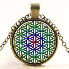 Colorful Flower Of Life OM pendant necklace mandala jewelry Yoga necklaces Zen jewelry choker necklace 2024 - buy cheap