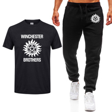 Supernatural Tshirt men Summer winchester brothers Print Fashion Casual Cotton Short Sleeve high quality Men T shirts+pants suit 2024 - buy cheap