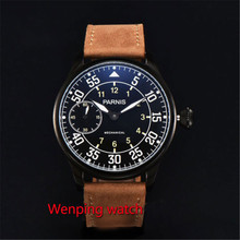 4mm Parnis Black dial Black PVD watch case Asia st36 mechanical hand winding mens 6497 wrist watch 2024 - buy cheap