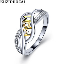 Kuziduocai New Fashion Jewelry Zircon Stainless Steel MoM Interweave Wedding Bride Party Rings For Women Girls Anillos R-782 2024 - buy cheap