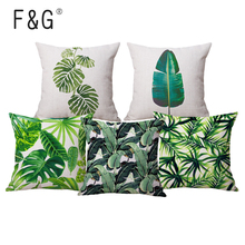 Hawaiian Garden Tropical Banana Leaves Palm Leaf Print Cushion Covers Squares Linen Car Decorative Pillowcase Sofa Home Decor 2024 - buy cheap