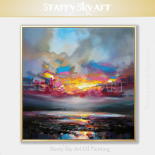 Beautiful Wall Art Hand-painted Modern Abstract Landscape Sky Oil Painting on Canvas Colorful Fine Art Abstract Sky Oil Painting 2024 - buy cheap