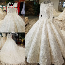 New 2021 robe de mariee Ball Gown Full Sleeves Beaded Crystal vestido de noiva QUEEN BRIDAL Long Train Wedding Dresses WD105 2024 - buy cheap