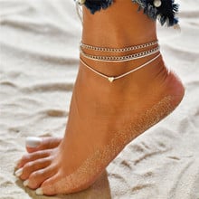 Modyle-pulsera Bohemia para mujer, tobilleras femeninas con forma de corazón, cadena para piernas, joyería para pies de playa, 2019 2024 - compra barato