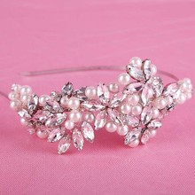 Tiaras and Crowns Lush Pearl Crystal Silver Color Metal Crown Headband Flower Wedding Hair Accessories Headpiece Hair Jewelry 2024 - buy cheap