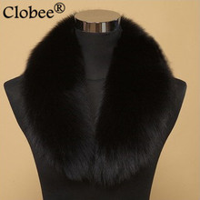 Faux fox fur collar mujeres 2018 negro collar de pluma para invierno abrigo chaqueta cálido collar negro cuello de piel sintética B382 2024 - compra barato