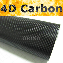 Высококачественная Черная Виниловая плёнка 4D из углеродного волокна, наклейка без пузырьков воздуха для автомобилей и мотоциклов, Размер: 1,52*30 м/рулон 2024 - купить недорого