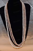 Collar de perlas reales sin fin, 30 "de largo, 8-9mm, Blanco/rosa/púrpura, novedad, venta al por mayor 2024 - compra barato