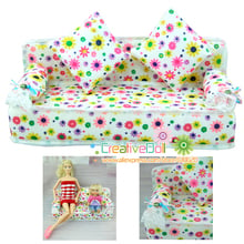 Funny toys for baby girls play house toys Mini Dollhouse Furniture Flower soft sofa with cushions doll house for barbie doll 2024 - buy cheap