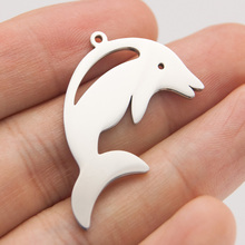 100pcs DIY animal jewelry cute little dolphin necklace Pendant charms high polish stainless steel wholesale price pendants 2024 - buy cheap