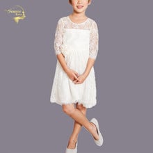 Children Baby Kids Clothing Princess Dresses Half Sleeves Jewel Knee Length Flower Waist Lace Designer Flower Girls Dresses 2024 - buy cheap