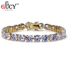 GUCY Hip Hop Bracelet Gold Silver Color Plated Iced Out Bling Jewelry Micro Pave CZ Stones 8mm Tennis Chain Bracelets For Men 2024 - buy cheap
