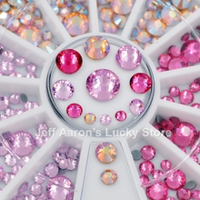 Pedras de strass para decoração de unha, rosa, várias cores, strass, glitter, acessórios para unhas, ferramenta, 2mm a 6mm 2024 - compre barato