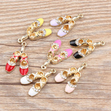 20 Pcs DIY Fashion Charms Gifts Enamels Rhinestone Ballet Shoes Alloy Pendant Making Hair Bracelet Necklace Jewelry Accessories 2024 - buy cheap