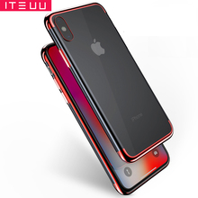 ITEUU TPU прозрачный гальванический чехол для телефона iPhone X Xs Max для iPhone XR Чехлы мягкая прозрачная задняя крышка Роскошный чехол 2024 - купить недорого