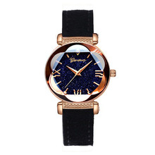 Модные женские часы с римским звездным циферблатом, шесть выпуклых гладких часов, минималистичные Роскошные наручные часы с кожаным ремешком для женщин reloj mujer # D 2024 - купить недорого