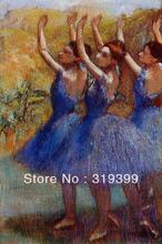 Reproducción de pintura al óleo sobre lienzo de lino, tres bailarinas en faldas moradas de Eddie degas, envío rápido por DHL gratis, 100% hecho a mano 2024 - compra barato