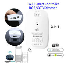 Wi fi inteligente led controlador de telefone app rgb cct dimmer 3 em 1 tira luz controlador por eco mais alexa google casa controle voz 2024 - compre barato
