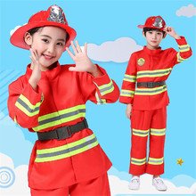 Baby Boys Girls Firefighter Roleplay Costumes Children Fireman Uniforms Clothes Reflective Jackets Kids Party Hat Clothing Sets 2024 - buy cheap