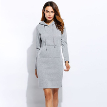 Women's Hooded Sweatshirts Midi Dresses Black Gray Casual Streetwear Office Lady Hoodies Women 2021 Spring Autumn Woman Dress 2024 - buy cheap