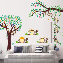 Adesivo decorativo de parede para crianças, árvore de macaco da selva, floresta, pôster decorativo para berçário de bebês, decoração caseira faça você mesmo, decalque mural, presente para crianças 2024 - compre barato