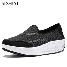 SLSHLYJ-Zapatos con balancín para mujer, cuñas transpirables, para turismo, suelas blandas informales con plataforma, novedad de 2018 2024 - compra barato