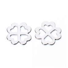 20pc/lot 15mm Silver Tone Stainless Steel Blank Hollow Heart Four Leaf Clover Stamping Tags Charm Pendant for DIY Jewelry Making 2024 - buy cheap