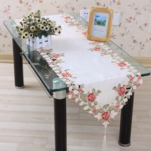vezon Sale 40*200cm Elegant Polyester Floral Table Runner Embroidery Tablecloth Embroidered Table Cloth Linen Cover Cutwork 2024 - buy cheap