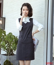 Fashion Women Work Dresses Black Striped Ladies Party Dress Sleeveless Female Office Uniform Styles 2024 - buy cheap