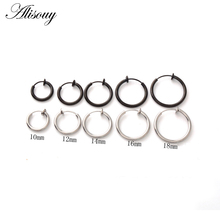 Alisouy 2 шт., медицинские титановые цветные черные кольца-кольца, клипсы для ушей, ювелирные изделия, поддельные пирсинг, женские и мужские серьги-кольца, 10-18 мм 2024 - купить недорого