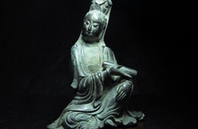Estatua de Buda de cobre antiguo de budismo chino, estatua de Guan Yin kwan-yin Boddhisattva 2024 - compra barato