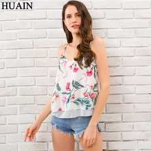Floral Print Women Tank Top Faux Two Piece Sleeveless Shirt Casual Female Camis Summer Fashion 2018 Spaghtti Strap Ladies Tops 2024 - buy cheap