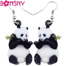 Bonsny Acrylic Cartoon Lovely Panda Earrings Big Long Dangle Drop Elegant Animal Jewelry For Women Girls Ladies Teens Statement 2024 - buy cheap
