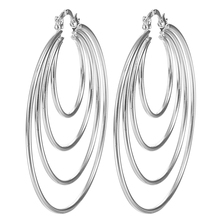 Hainon Large Round Circle Luxury Silver Color Hoop Earring for Women Hot Sale Fashion Jewelry Gift Lady Earring 2024 - buy cheap