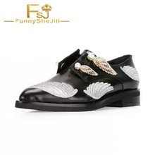 Black Vintage Shoes Slip-on Women's Oxfords with Wings and Pearls Embelishment Attractive Incomparable Noble Sexy FSJ  Elegant 2024 - buy cheap