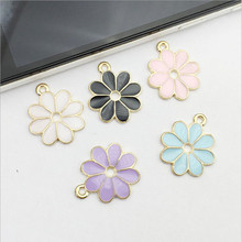 10pcs Multi Enamel Drop Oil Flower Charms Pendant Jewelry Findings Gold Color Charms DIY Handmade Necklace Girls Kids Accessory 2024 - buy cheap