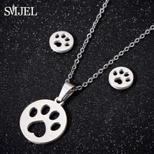 SMJEL-pendientes de acero inoxidable con diseño de gato para mujer, aretes con cierre de tuerca, de Linda garra de perro, diseño Animal, a la moda 2024 - compra barato