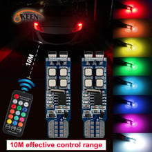 Okeen-lâmpada de estacionamento, 2 peças, canbus t10, w5w, 10smd, 3535, rgb, luzes de apuramento brilhantes, lâmpada com controle remoto 2024 - compre barato