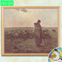 J.f millet pintura famosa "pá e seu veludo" 5d faça você mesmo pintura de diamante quadrado completo bordado em strass imagem 2024 - compre barato