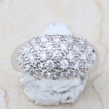 Trendy White Crystal  Silver Plated Argent Jewelry Ring Size 6 / 7 / 8 / 9 S1935 2024 - buy cheap
