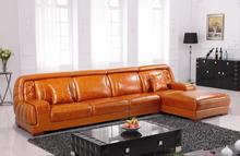 Free Shipping Top Grain Imported Double Color Cattle Leather, Grand orange furniture Luxury and duration,L shaped 3.8M Sofa Set 2024 - buy cheap